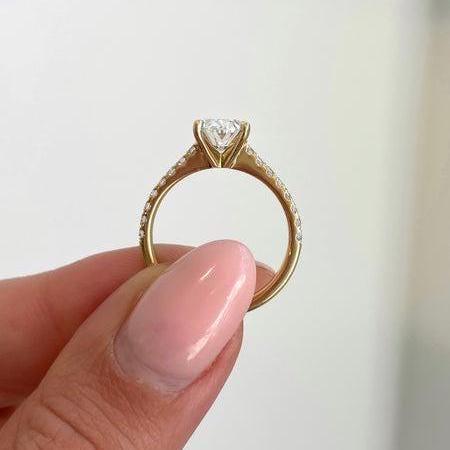 Luxury oval lab grown diamond ring, pavé band engagement ring 2.20TCW, IGI certified wedding jewelry for women