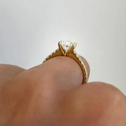 2.20TCW Oval Lab Grown Diamond Engagement Ring | Pavé Band Setting | IGI Certified 