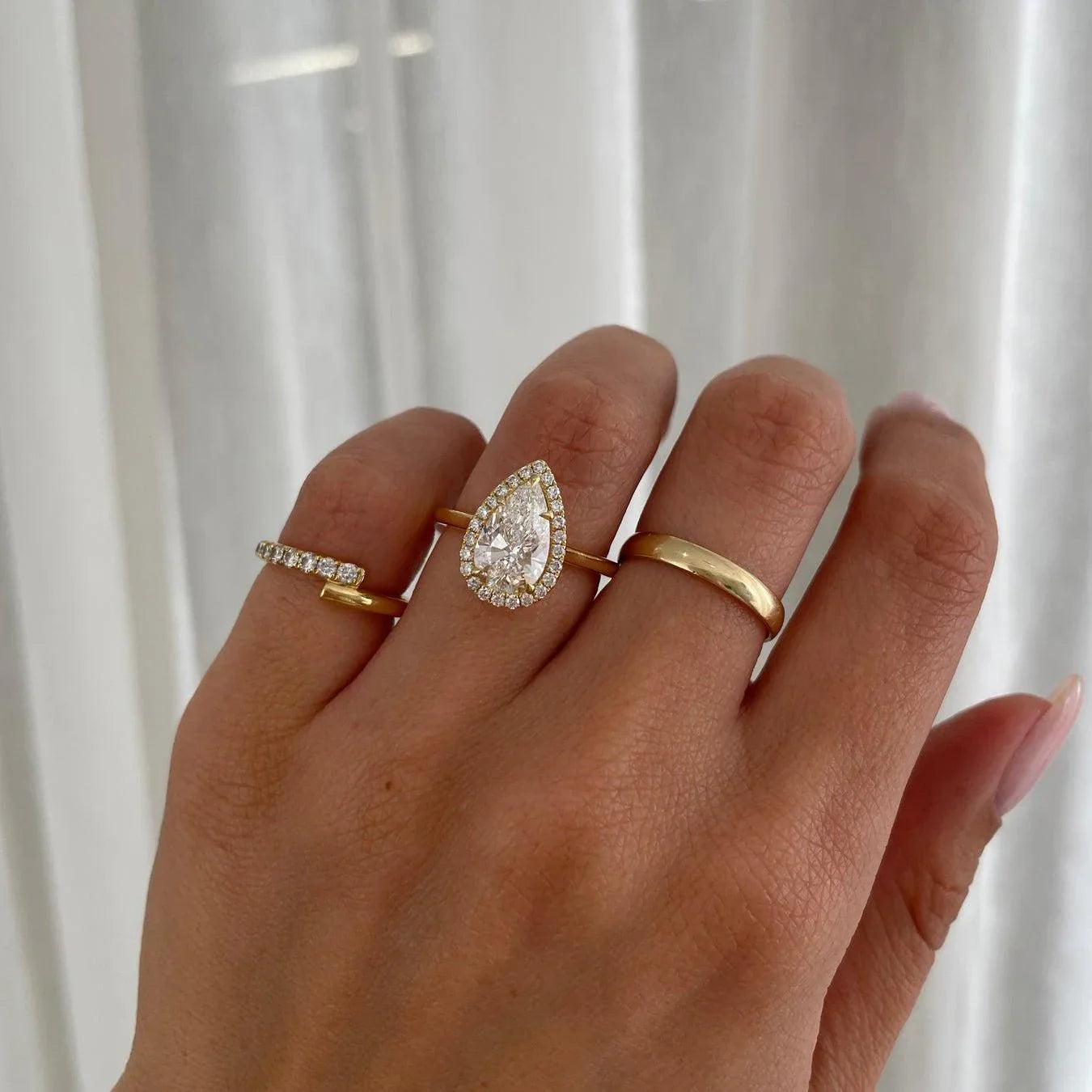 2.20TCW Pear Lab Grown Diamond Engagement Ring | Halo Setting with 2.00ct Center | IGI Certified 