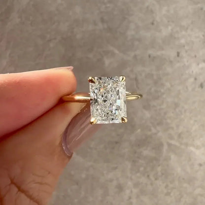 Luxury radiant lab grown diamond ring, 2.20TCW cathedral hidden halo engagement ring, IGI certified bridal diamond jewelry