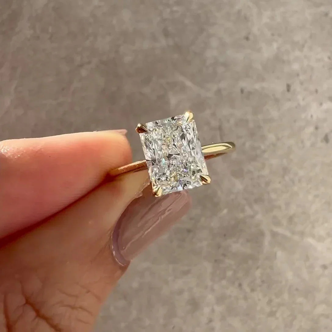 2.20TCW Radiant Lab Grown Diamond Engagement Ring | Cathedral Hidden Halo Setting | IGI Certified 