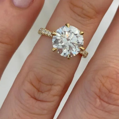 2.20TCW Round Lab Grown Diamond Engagement Ring | Cathedral Pavé Setting | IGI Certified 