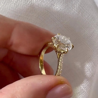 2.20TCW Round Lab Grown Diamond Engagement Ring | Cathedral Pavé Setting | IGI Certified 