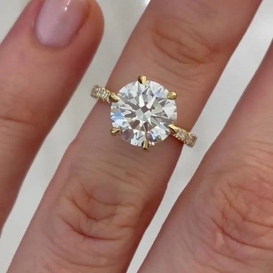 2.20TCW round lab grown diamond engagement ring, cathedral pavé setting, IGI certified bridal ring, luxury wedding jewelry