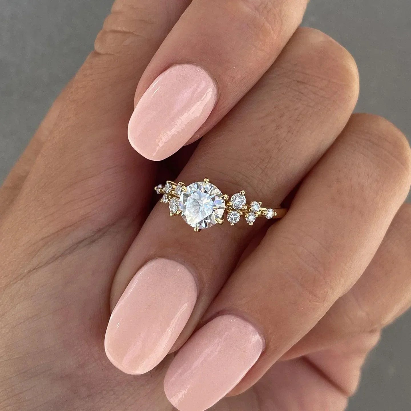 Round lab grown diamond engagement ring 2.20TCW, floral inspired setting, IGI certified luxury bridal diamond jewelry