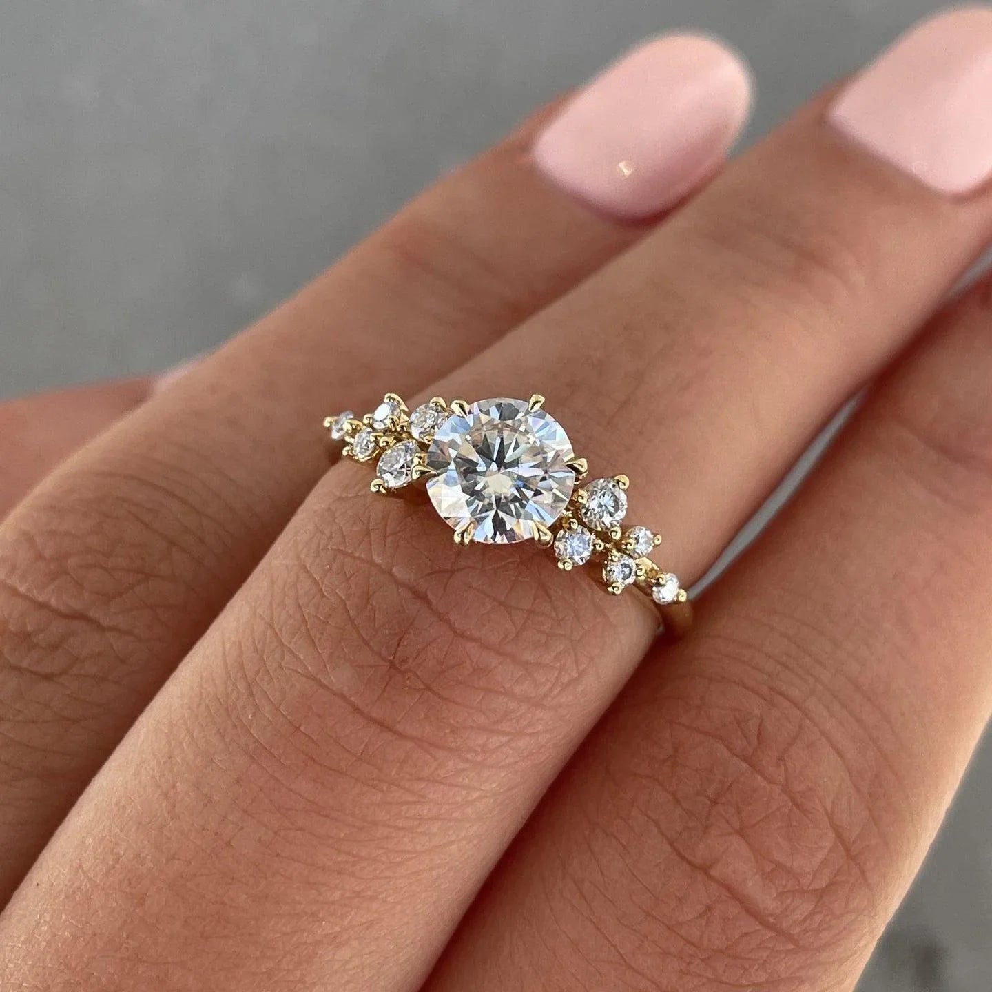 2.20TCW round lab grown diamond engagement ring, floral setting design, IGI certified bridal ring, luxury wedding jewelry for women