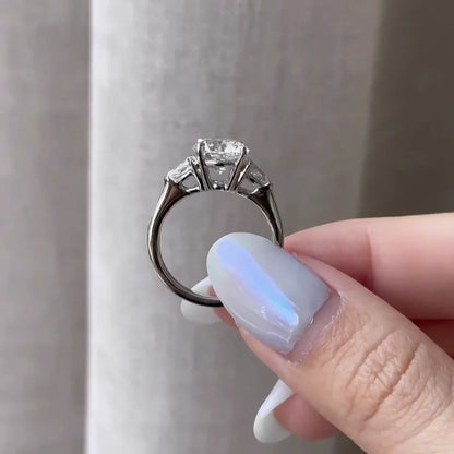 2.20TCW Round Lab Grown Diamond Engagement Ring | With Side Stone | IGI Certified 