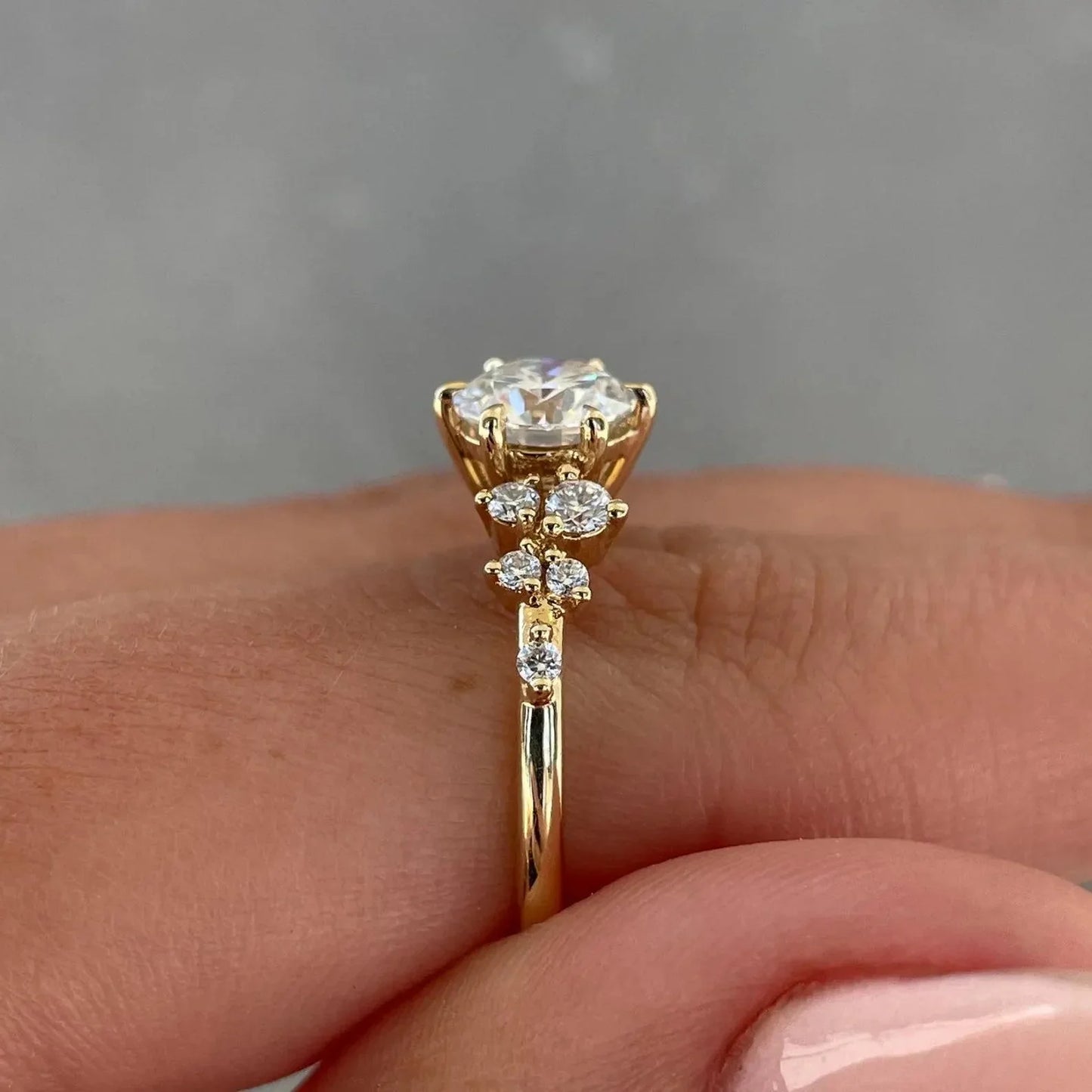 IGI certified round cut lab created diamond ring, 2.24TCW three stone engagement ring, elegant bridal jewelry, wedding ring design