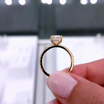 Luxury cushion cut lab grown diamond ring, 2.30TCW hidden halo pavé band engagement ring, IGI certified bridal jewelry