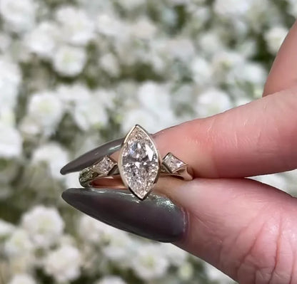Marquise lab grown diamond engagement ring 2.00 CT, cathedral setting, IGI certified luxury bridal diamond jewelry piece