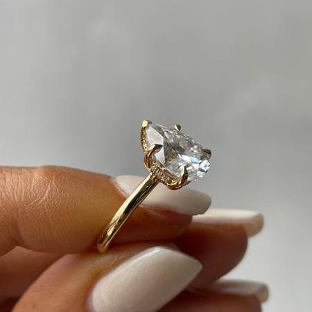 2.30TCW Pear Lab Grown Diamond Engagement Ring | Hidden Halo Setting | IGI Certified 