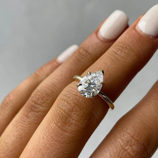 2.30TCW Pear Lab Grown Diamond Engagement Ring | Hidden Halo Setting | IGI Certified 