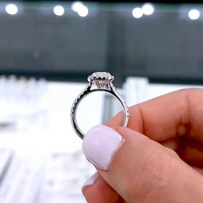 Luxury 2.40TCW radiant lab grown diamond ring, halo cathedral engagement ring, IGI certified bridal diamond jewelry
