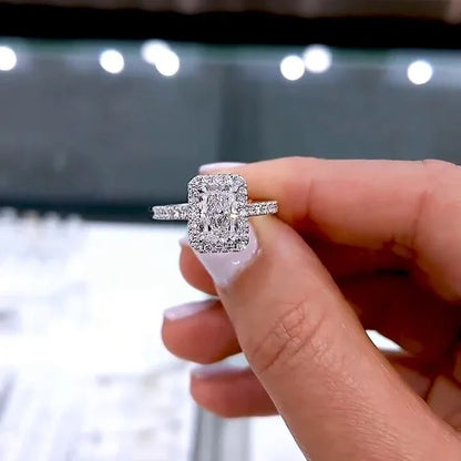 2.00 CT radiant lab grown diamond engagement ring, halo cathedral setting, IGI certified bridal ring, luxury wedding jewelry for women
