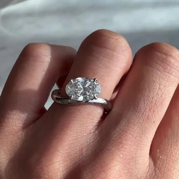Luxury 2.40TCW oval lab grown diamond ring, hidden spark side stone engagement ring, IGI certified bridal diamond jewelry