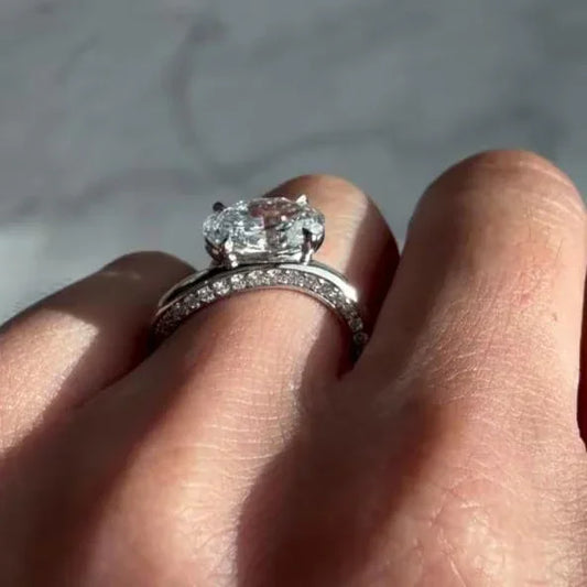 2.40TCW oval lab grown diamond engagement ring, hidden spark side stone setting, IGI certified bridal ring, luxury wedding jewelry