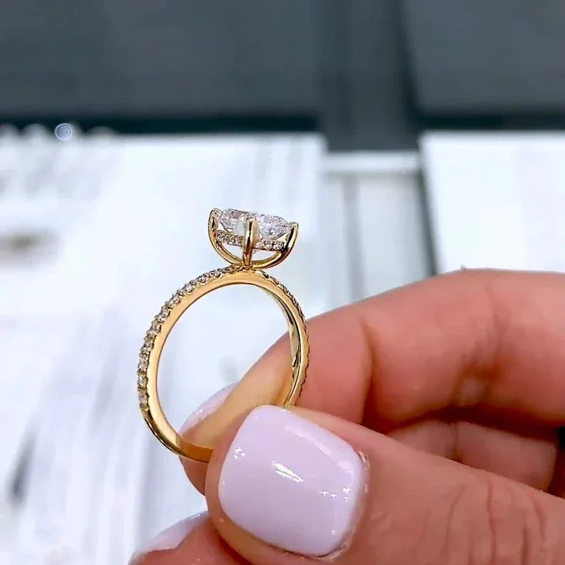 2.42TCW Cushion Lab Grown Diamond Engagement Ring | Hidden Halo Setting | IGI Certified 