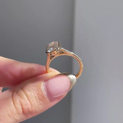2.50 CT Elongated Cushion Lab Grown Diamond Engagement Ring | Bezel Set Cathedral Ring | IGI Certified 