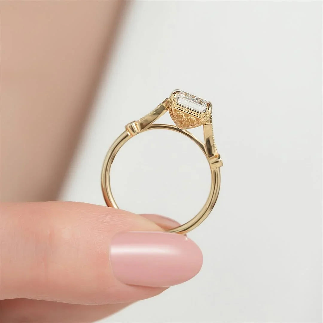 2.50 CT Emerald Cut Lab Grown Diamond Engagement Ring | IGI Certified 