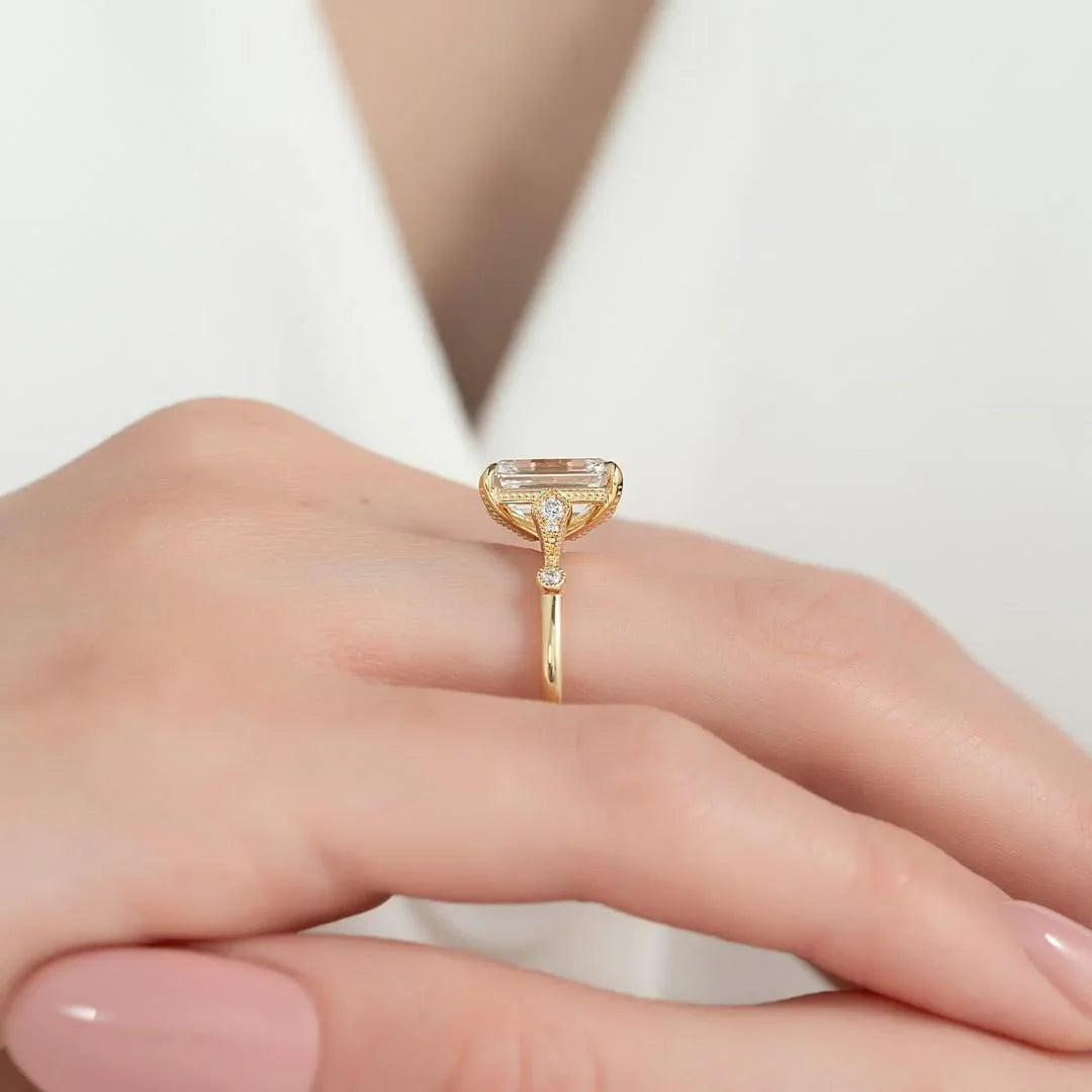 2.50 CT Emerald Cut Lab Grown Diamond Engagement Ring | IGI Certified 
