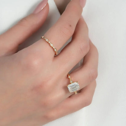 2.50 CT Emerald Cut Lab Grown Diamond Engagement Ring | IGI Certified 