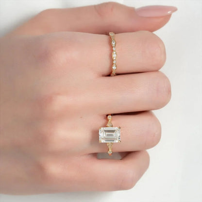 2.50 CT Emerald Cut Lab Grown Diamond Engagement Ring | IGI Certified 