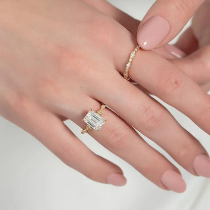 2.50 CT Emerald Cut Lab Grown Diamond Engagement Ring | IGI Certified 