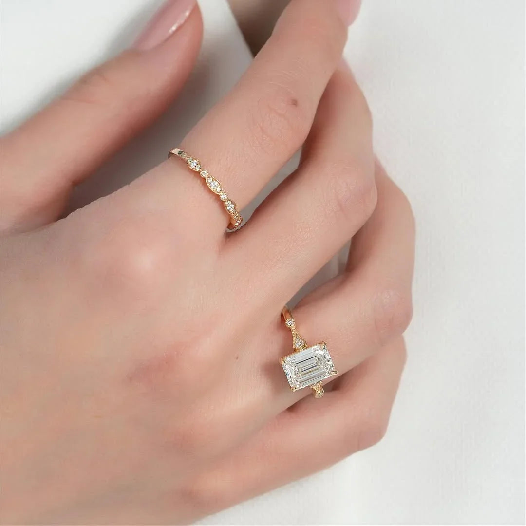2.50 CT Emerald Cut Lab Grown Diamond Engagement Ring | IGI Certified 