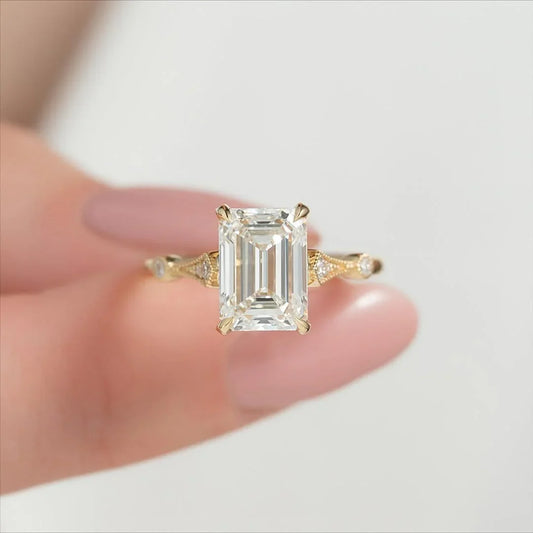 2.50 CT Emerald Cut Lab Grown Diamond Engagement Ring | IGI Certified 