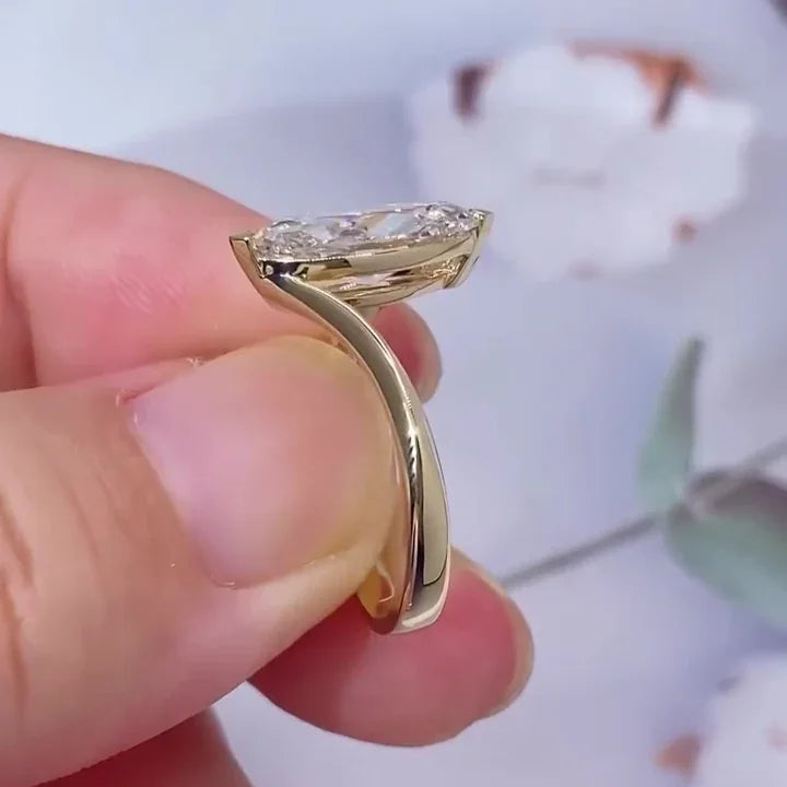 2.50 CT Marquise Lab Grown Diamond Engagement Ring | Modern Bezel Setting | IGI Certified 