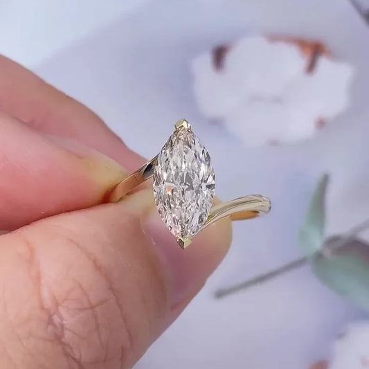 2.50 CT marquise lab grown diamond engagement ring IGI certified modern bezel setting, solitaire wedding ring, bridal jewelry, anniversary gift