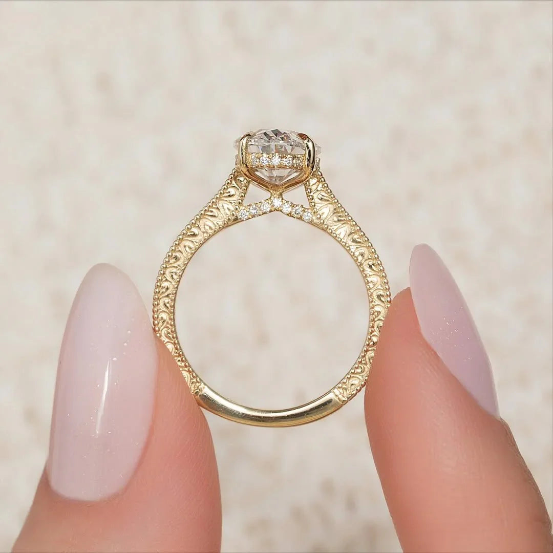 2.50 CT oval cut lab grown diamond engagement ring IGI certified hidden halo solitaire ring wedding bridal jewelry anniversary gift fine gold ring
