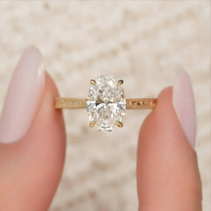 2.50 CT oval lab grown diamond IGI certified engagement ring hidden halo setting solitaire wedding bridal jewelry anniversary gift gold diamond ring