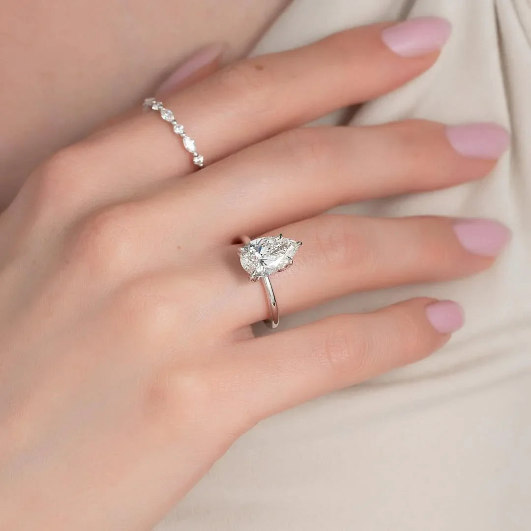 2.50 CT pear cut lab grown diamond IGI certified engagement ring hidden halo bridal wedding ring solitaire jewelry anniversary gift luxury gold ring