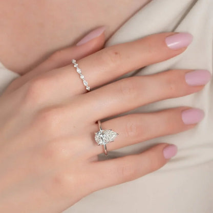 2.50 CT Pear Cut Lab Grown Diamond Engagement Ring | Hidden Halo | IGI Certified 