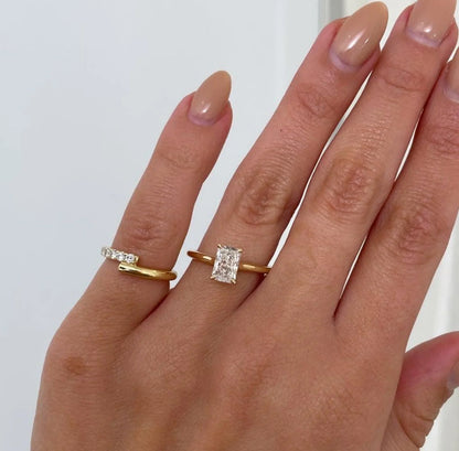 2.50 CT radiant lab grown diamond engagement ring IGI certified trellis setting solitaire wedding ring bridal jewelry anniversary gift gold ring