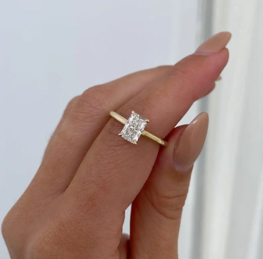 2.50 CT radiant lab grown diamond engagement ring IGI certified classic trellis setting bridal wedding jewelry anniversary gift gold solitaire ring