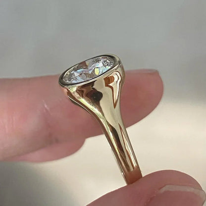 2.50 CT round lab grown diamond engagement ring IGI certified yellow gold bezel ring solitaire wedding bridal jewelry anniversary gift fine gold ring