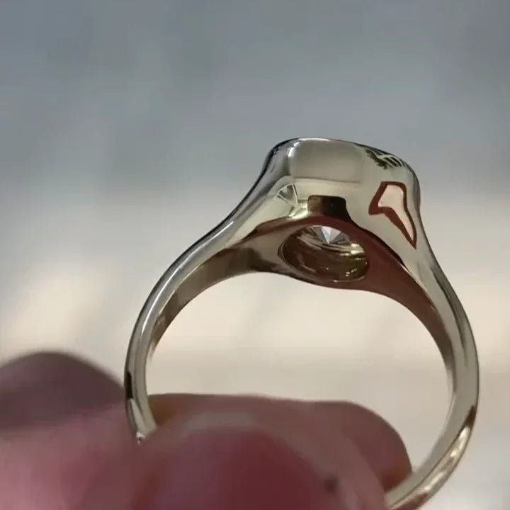 2.50 CT Round Lab Grown Diamond Engagement Ring | Yellow Gold Bezel Ring | IGI Certified 