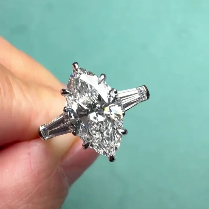 2.50 TCW Marquise Lab Grown Diamond Engagement Ring | Modern Bypass Ring | IGI Certified 