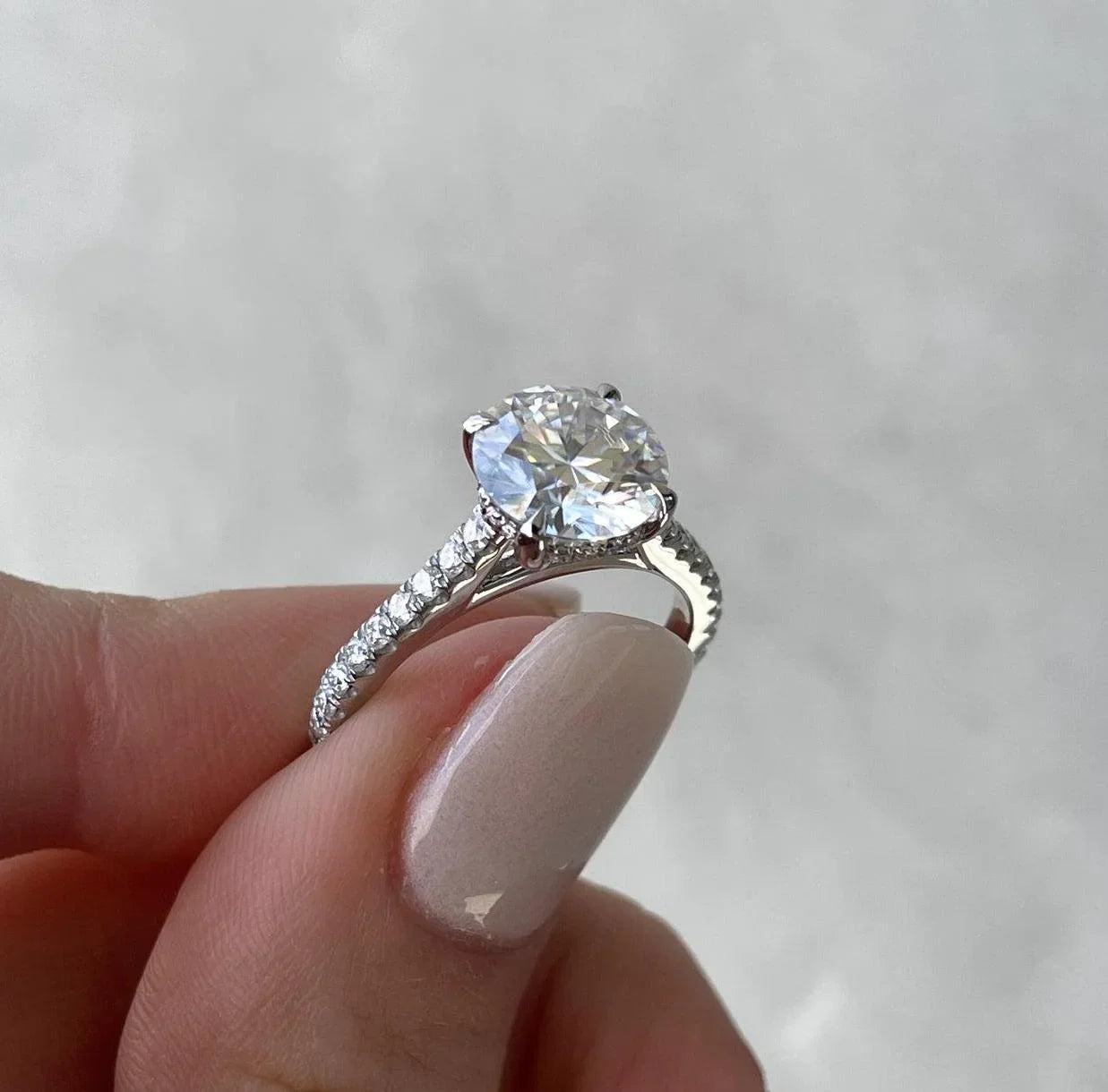 2.50 TCW round cut lab grown diamond engagement ring hidden halo pavé setting IGI certified wedding bridal ring luxury fine jewelry engagement ring