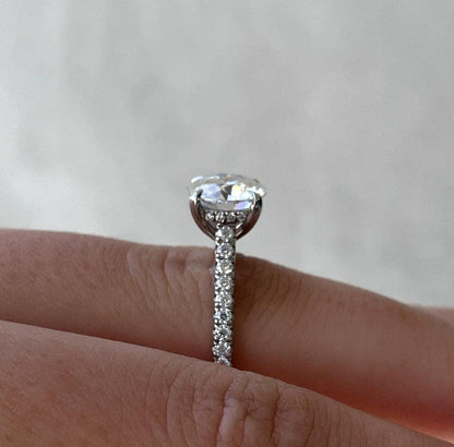 Elegant 2.50 TCW round lab grown diamond engagement ring hidden halo pavé ring IGI certified bridal wedding jewelry luxury engagement ring gift