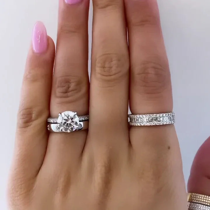 Elegant 2.50 TCW round lab grown diamond engagement ring hidden halo ring IGI certified bridal wedding jewelry luxury engagement ring for her gift