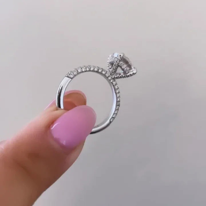 2.50 TCW round lab grown diamond engagement ring hidden halo IGI certified bridal wedding ring luxury engagement jewelry fine diamond ring gift