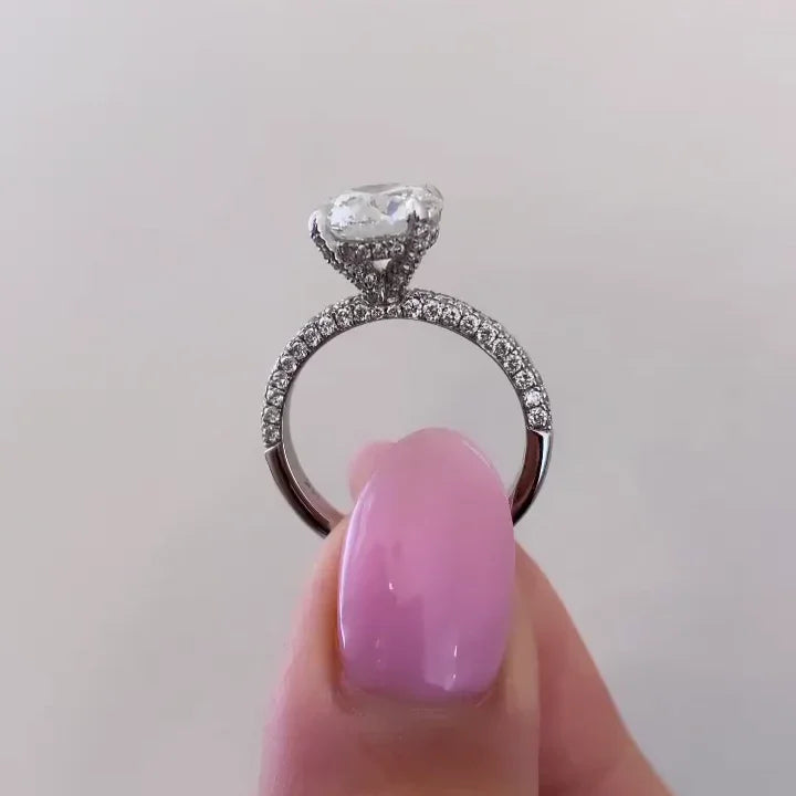 Luxury 2.50 TCW round lab grown diamond engagement ring hidden halo setting IGI certified wedding bridal ring engagement fine jewelry for her