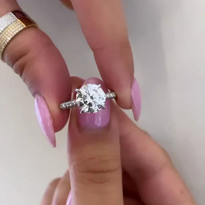 2.50 TCW Round Lab Grown Diamond Engagement Ring | Hidden Halo Ring | IGI Certified 