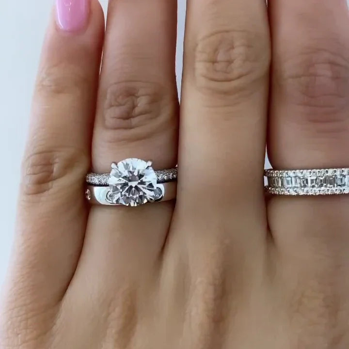 2.50 TCW round lab grown diamond engagement ring hidden halo setting IGI certified bridal wedding ring luxury engagement jewelry elegant ring for her