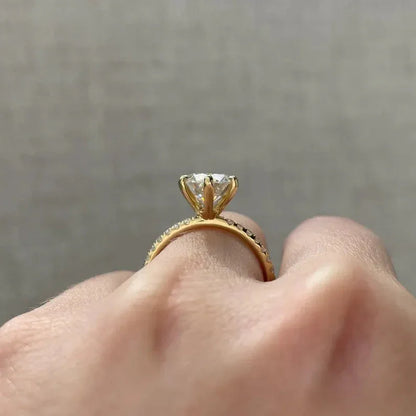 2.50 TCW round lab grown diamond engagement ring pavé diamond band IGI certified wedding bridal ring luxury engagement jewelry fine ring for her