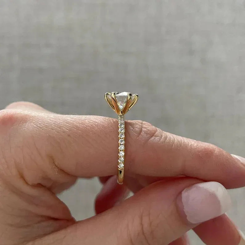 2.50 TCW round cut lab grown diamond engagement ring pavé setting band IGI certified wedding bridal ring luxury fine jewelry engagement ring for her