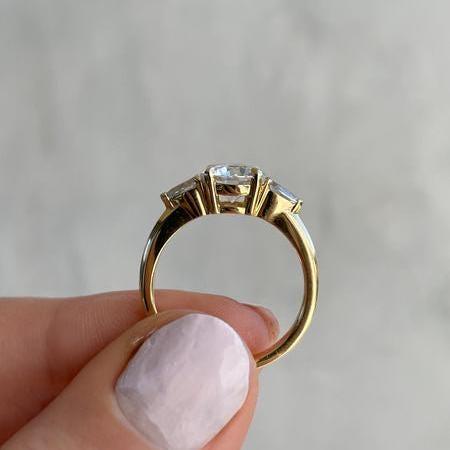 Elegant 2.50 TCW round lab grown diamond engagement ring with side stones IGI certified bridal wedding jewelry luxury engagement ring for her gift